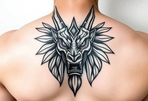 Angry muscle Egyptian Anubis god face tattoo idea