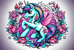 Full sleeve with my little pony, Jem and the hollograms tattoo idea