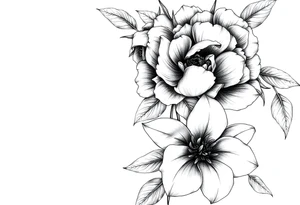 peonies and lilies with medusa tattoo idea