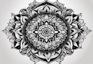 Feather mandala with tiny birds tattoo idea