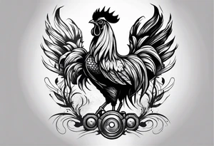 rooster holding a machine gun tattoo idea