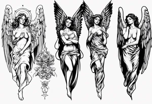 Angel face statue tattoo idea