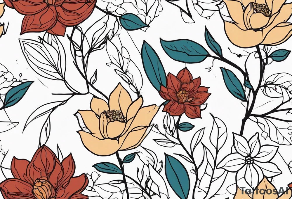 flowers and vains tattoo idea