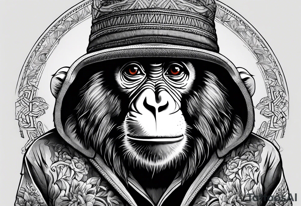 Monkey with a sweater and hat tattoo idea