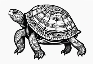 native american tortoise with the name sam incorporated into thje shell design tattoo idea