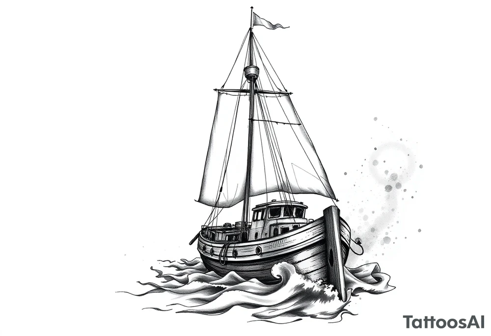 sailing boat at achor tattoo idea