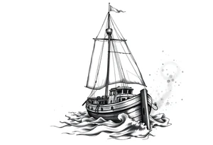 sailing boat at achor tattoo idea