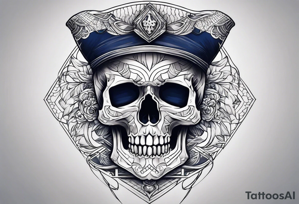Coverup navy theme skull tattoo idea
