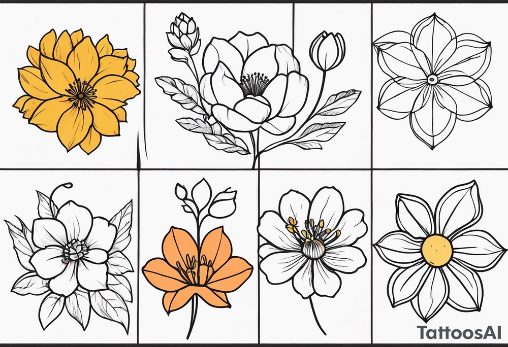 March April June November December birth flowers family tattoo tattoo idea