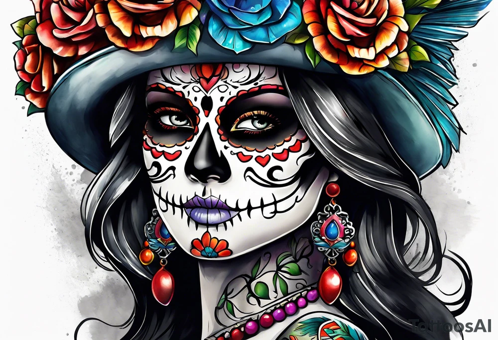 Mexico day of dead tattoo idea