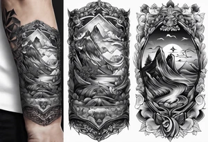 , money, rich arm sleeve tattoo idea