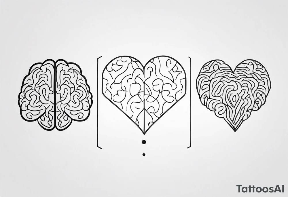 Brain, heart, simple, love, thin lines, abstract, symbolism tattoo idea