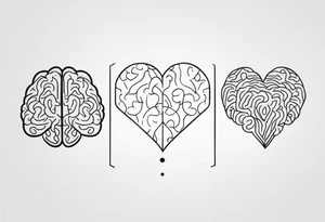 Brain, heart, simple, love, thin lines, abstract, symbolism tattoo idea
