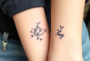 An infinity symbol made of intertwined vines, with delicate flowers blooming along its curves, and family sign tattoo idea