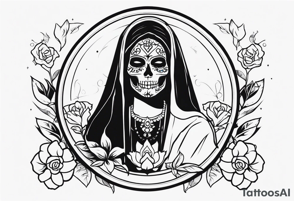 Minimalist Santa Muerte tattoo idea