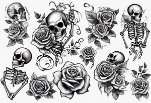 Dancing skeleton on a rose tattoo idea