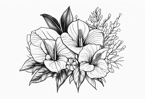 Bouquet avec anthurium et carnation tattoo idea