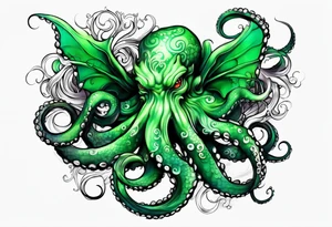 Electric octopus peaceful green gargoyle tattoo idea