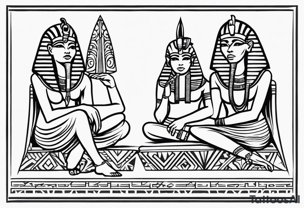 Egyptian See no evil , speak no evil , hear no evil vertical tattoo idea