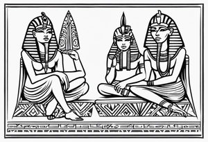 Egyptian See no evil , speak no evil , hear no evil vertical tattoo idea