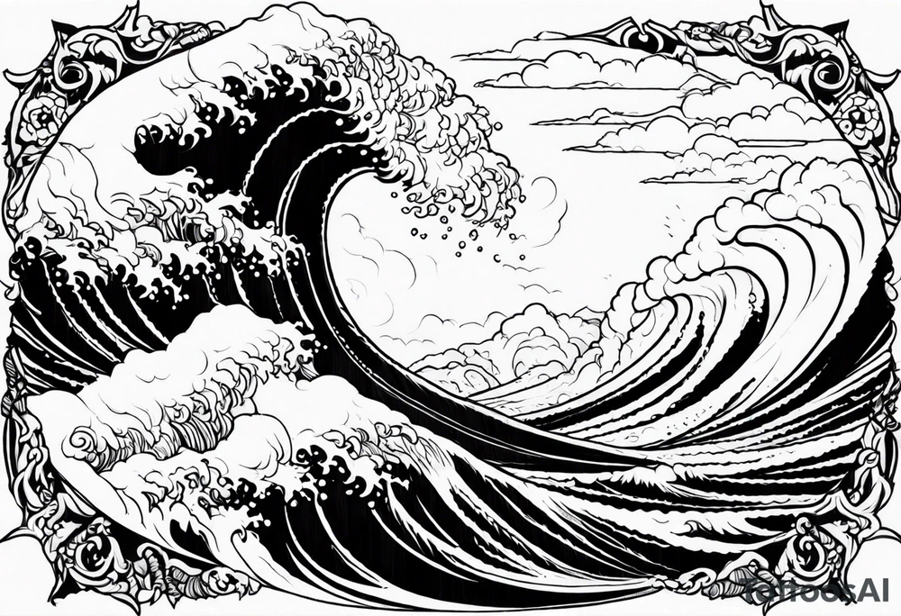god, stormy sea, full length tattoo idea