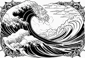 god, stormy sea, full length tattoo idea