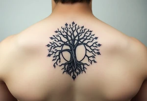 yggadrisl tree of life with circle. Jai , Phoebe, Imogen, Matilda in the circle tattoo idea