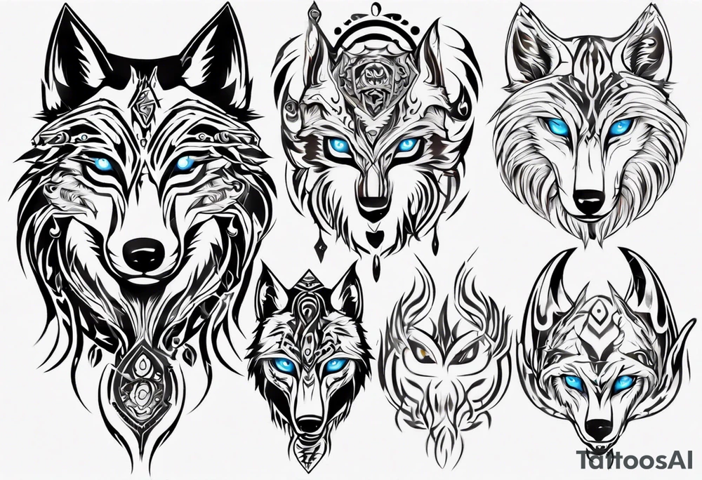 wolf with blue eyes tattoo idea
