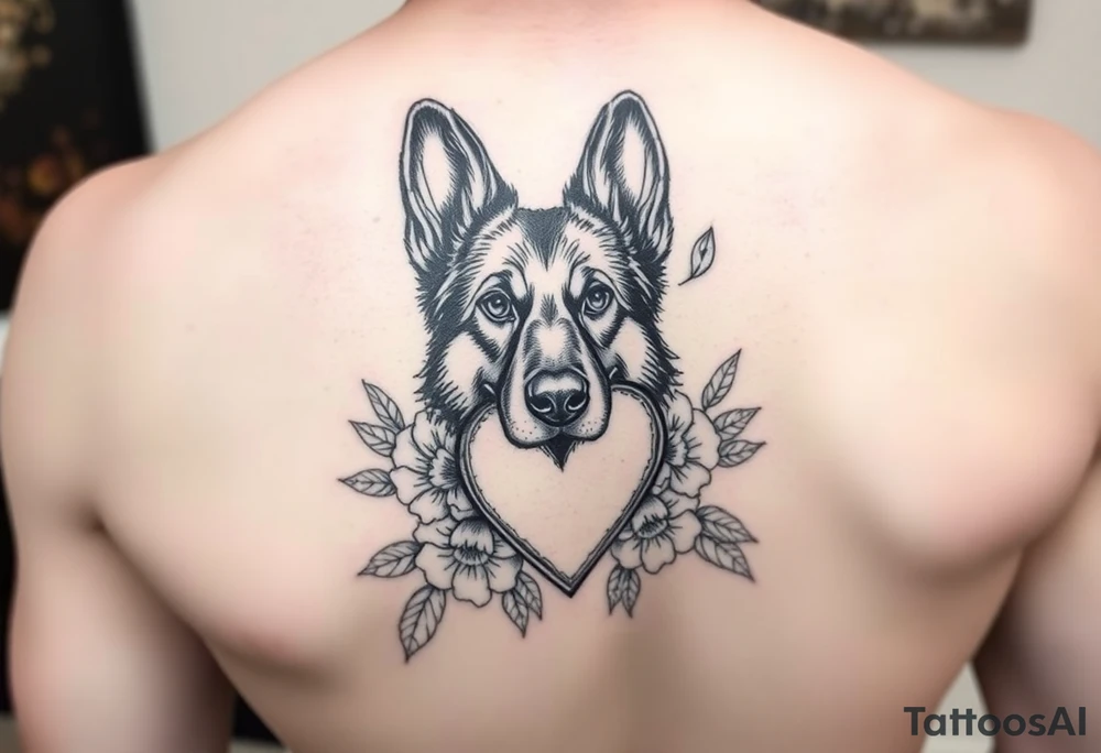 short haired german shepherd floral sacred heart tattoo idea short haired german shepherd floral sacred heart tattoo idea