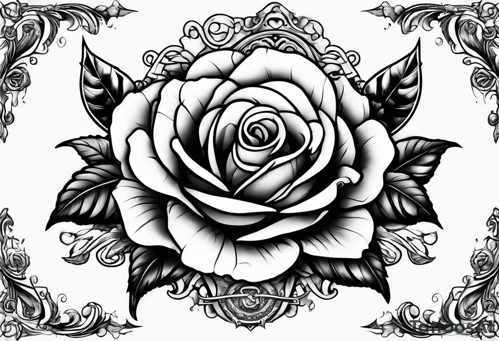 The word NoLuv with clouds and a dead rose around it tattoo idea