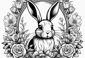 Bunny and flowers tattoo idea