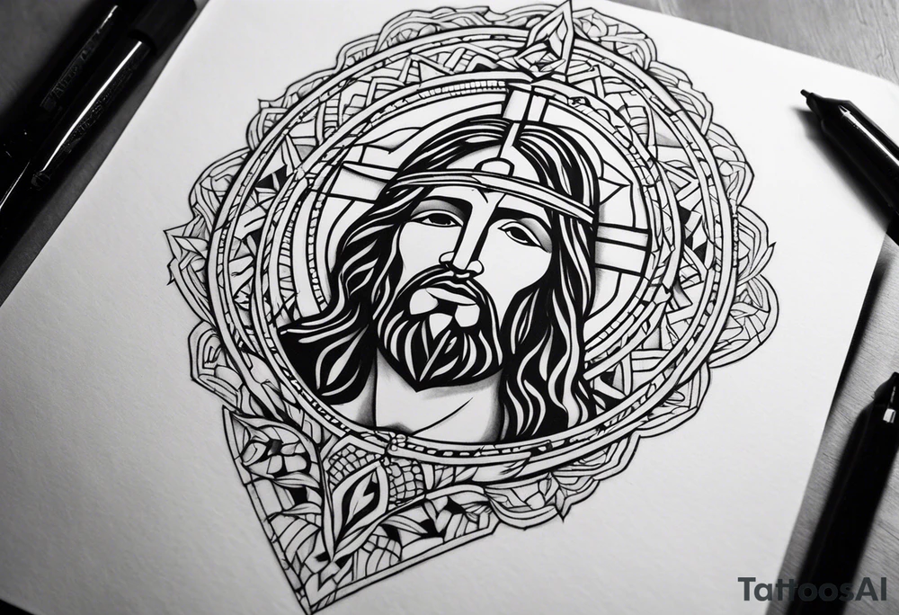 Jesús en modo tradicional , con poca tinta tattoo idea