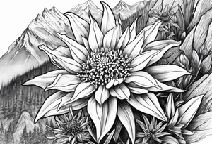 Edelweiss flower on a mountain tattoo idea