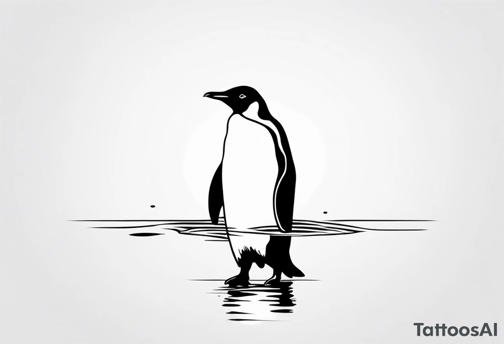 penguin standing on ice in the water, more minimalist tattoo idea