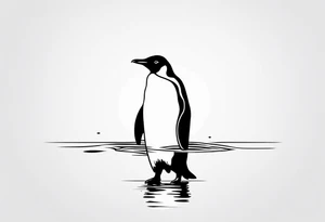 penguin standing on ice in the water, more minimalist tattoo idea