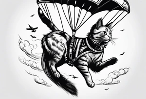 sky diving cat tattoo idea