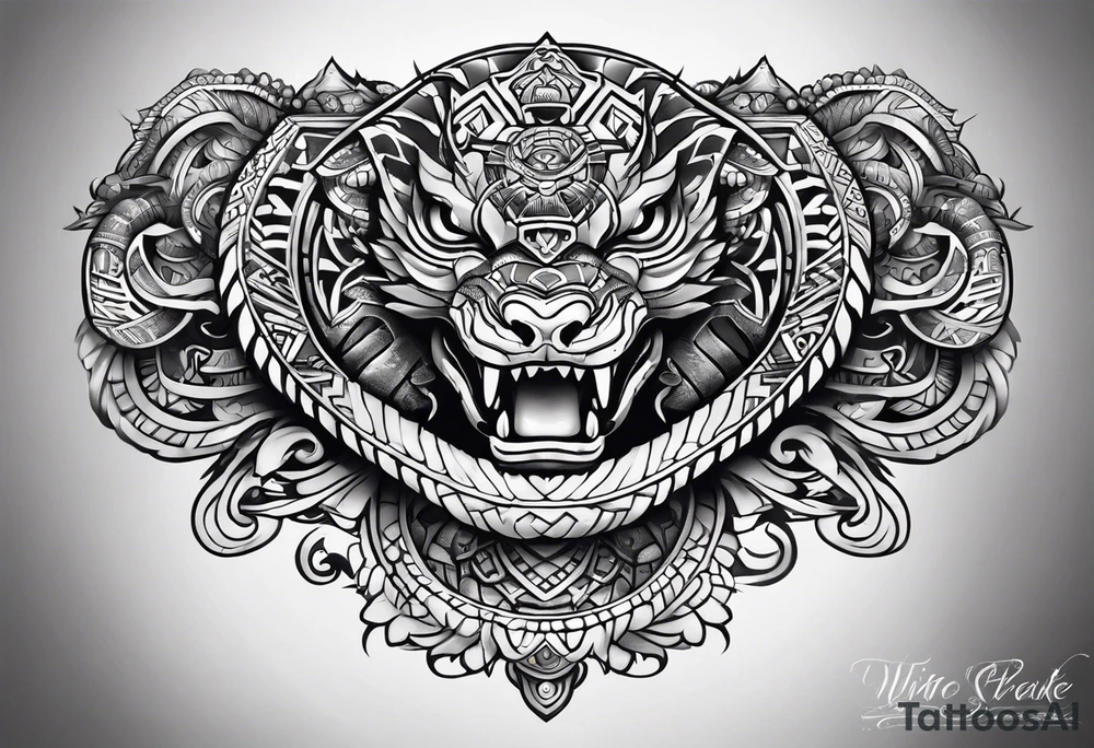 aztec snake sleeve tattoo idea