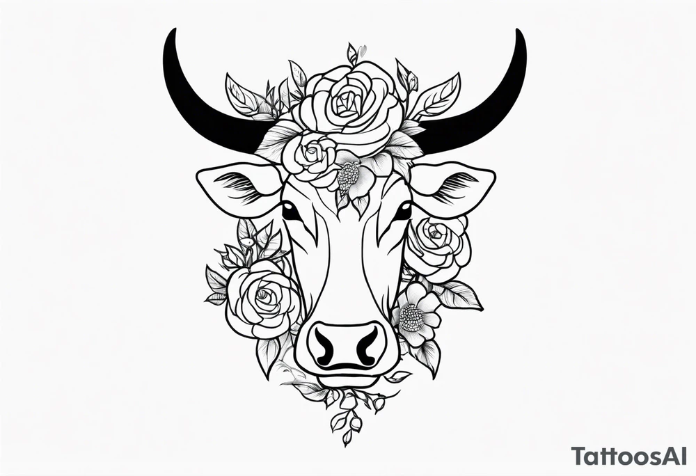 floral steer head with “well the devil can scrap but the lord has won” written under it in cursive tattoo idea