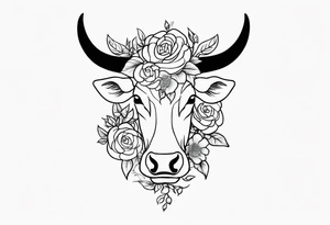 floral steer head with “well the devil can scrap but the lord has won” written under it in cursive tattoo idea