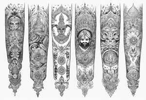 Full Leg sleeve tattoo representing Punjabi values tattoo idea