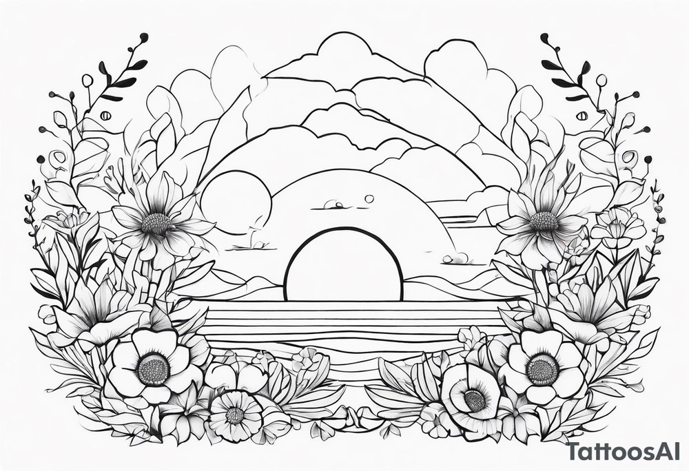 ocean flowers tattoo idea