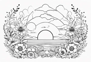 ocean flowers tattoo idea