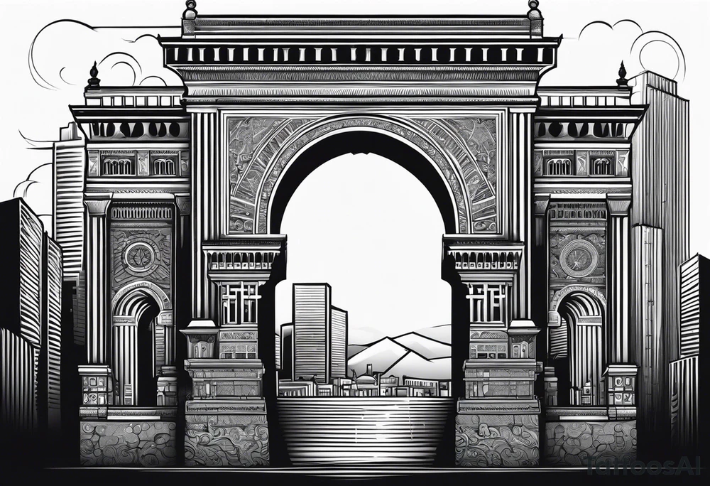 israel city vector gate 
swirl  vignette tattoo idea
