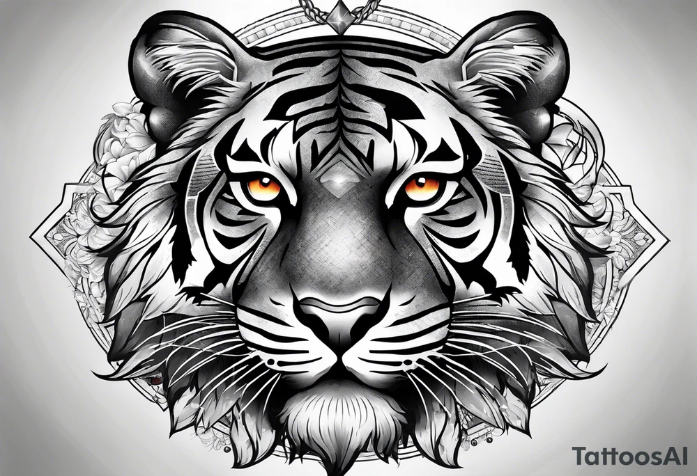 Compass tiger tattoo idea