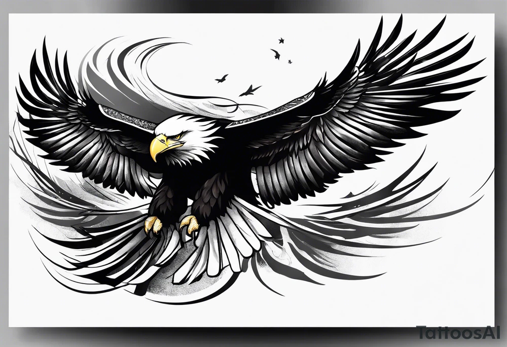 Majestic flying eagle tattoo idea