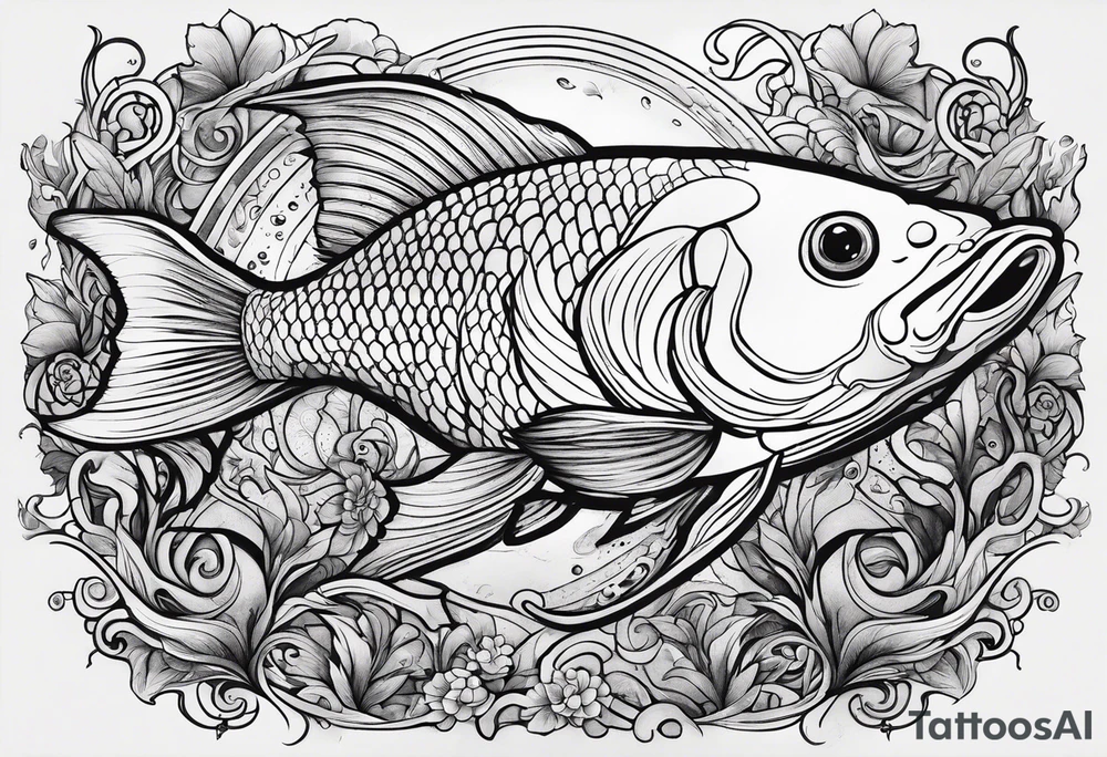 manly fish tattoo idea