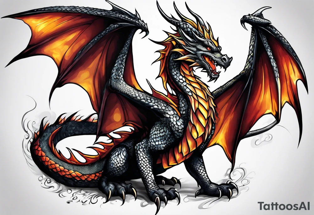 Dragon gets out of skin tattoo idea