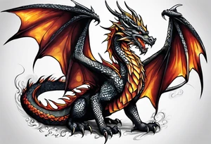 Dragon gets out of skin tattoo idea