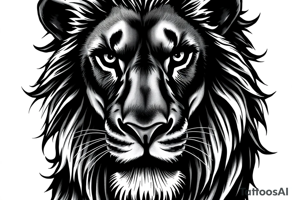 powerful majestic lion, close-up tattoo idea