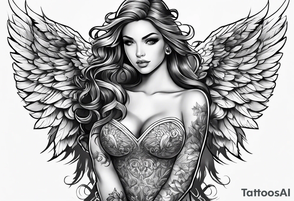 angel in underwear tattoo idea